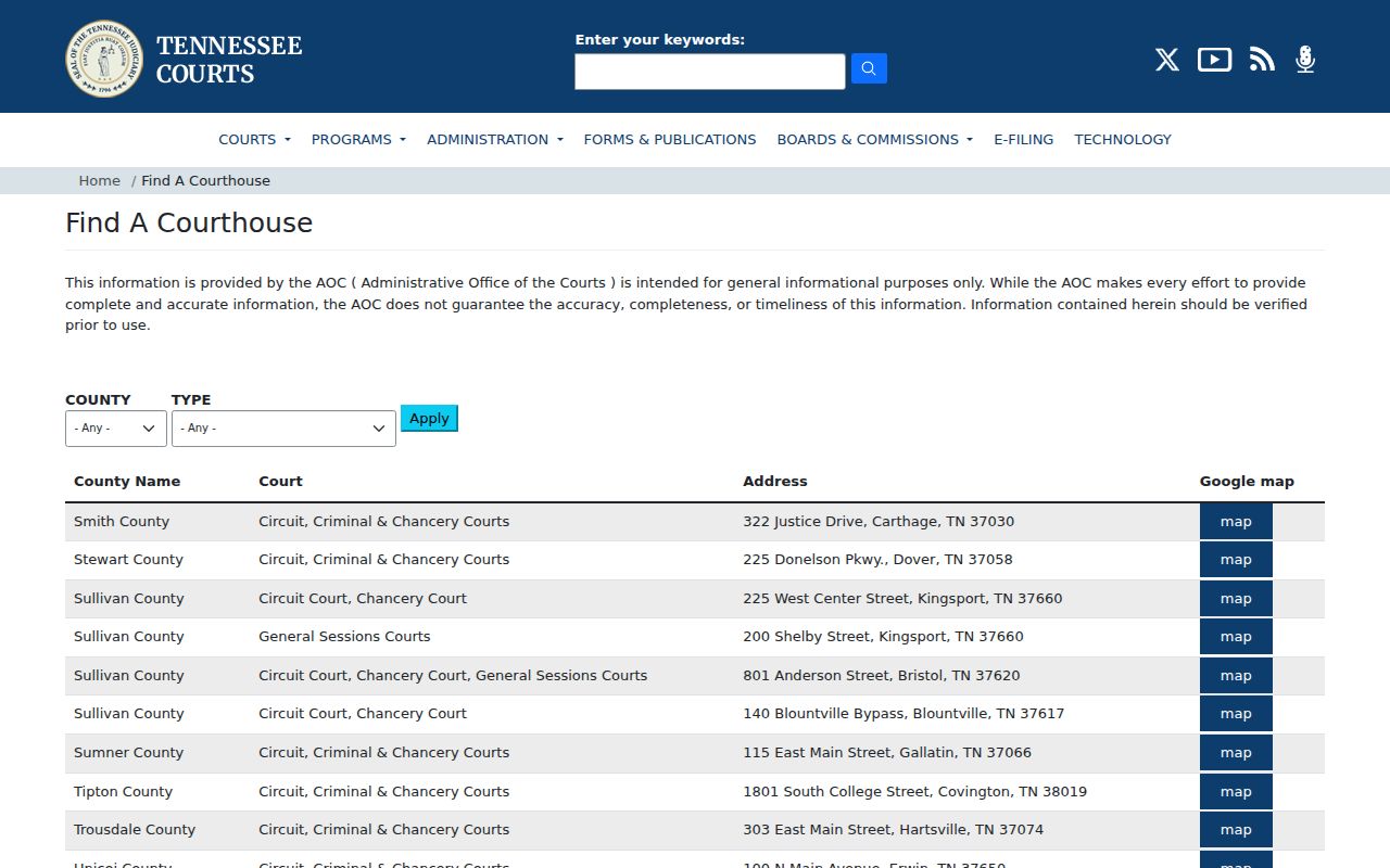 Union County warrant records courthouse reference at 901 Main Street